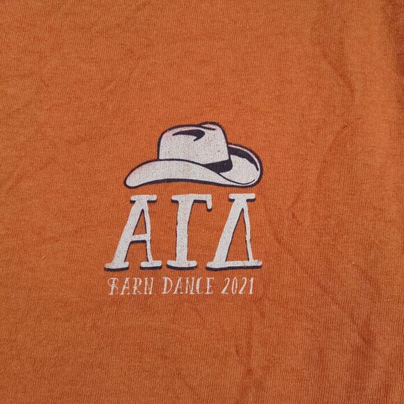 Gildan Men's Alpha Gamma Delta T-Shirt Orange Medium Short Sleeve Heavy Cotton - Picture 4 of 14